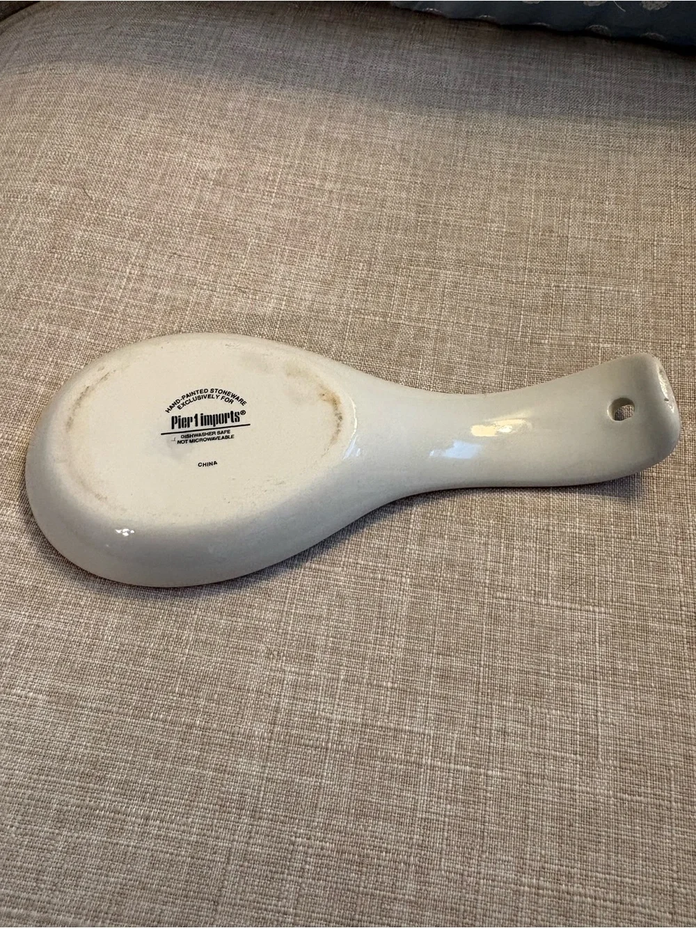 Pier One Spoon Rest Zinnia White Multicolor Floral Table Wall Hang Hand Painted